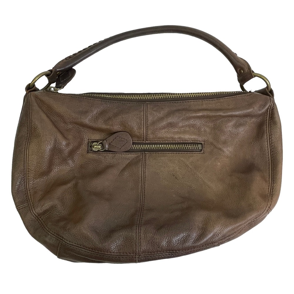 Vintage Eddie Bauer Brown Pebbled Leather Handbag Women Lined Purse Shoulder Bag
